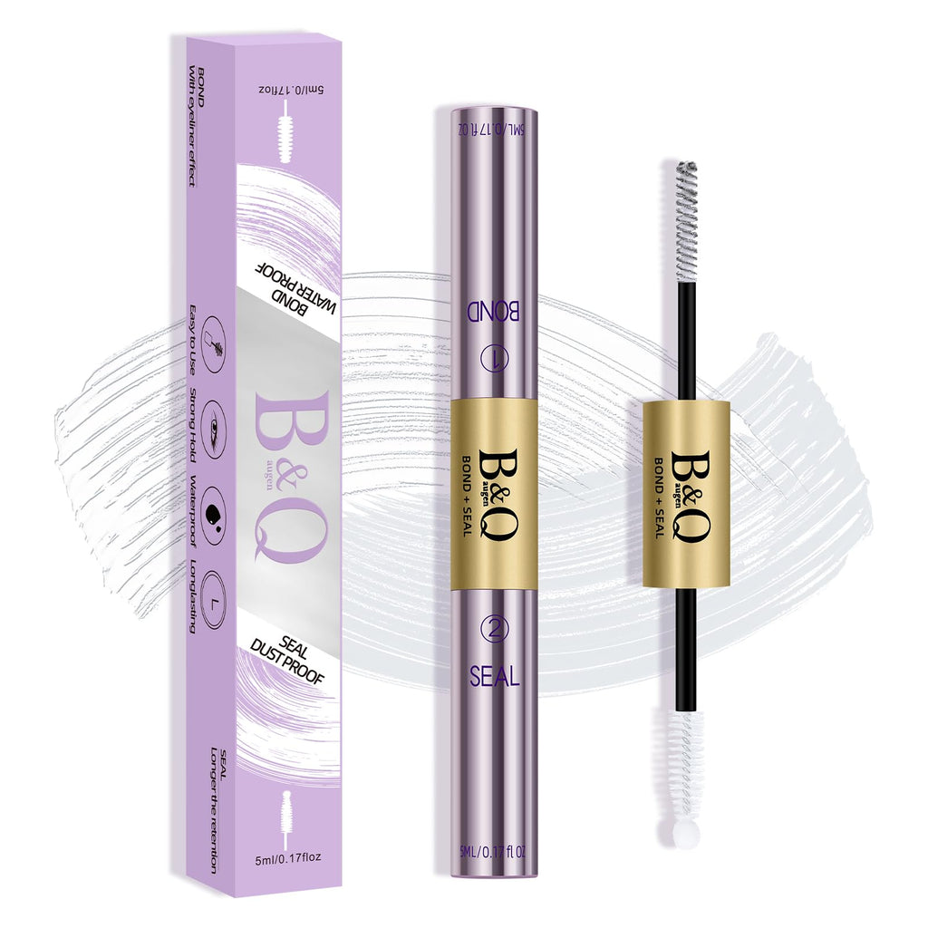 B&Q Lash Bond and Seal Waterproof,Lash Cluster Glue 10ML Strong Hold(White) | Sensitive Eyes Eyelash Glue for Clusters, DIY Lashs Glue Strong Hold, Long Lasting 3-7days Home Use, For Cluster/ Individual