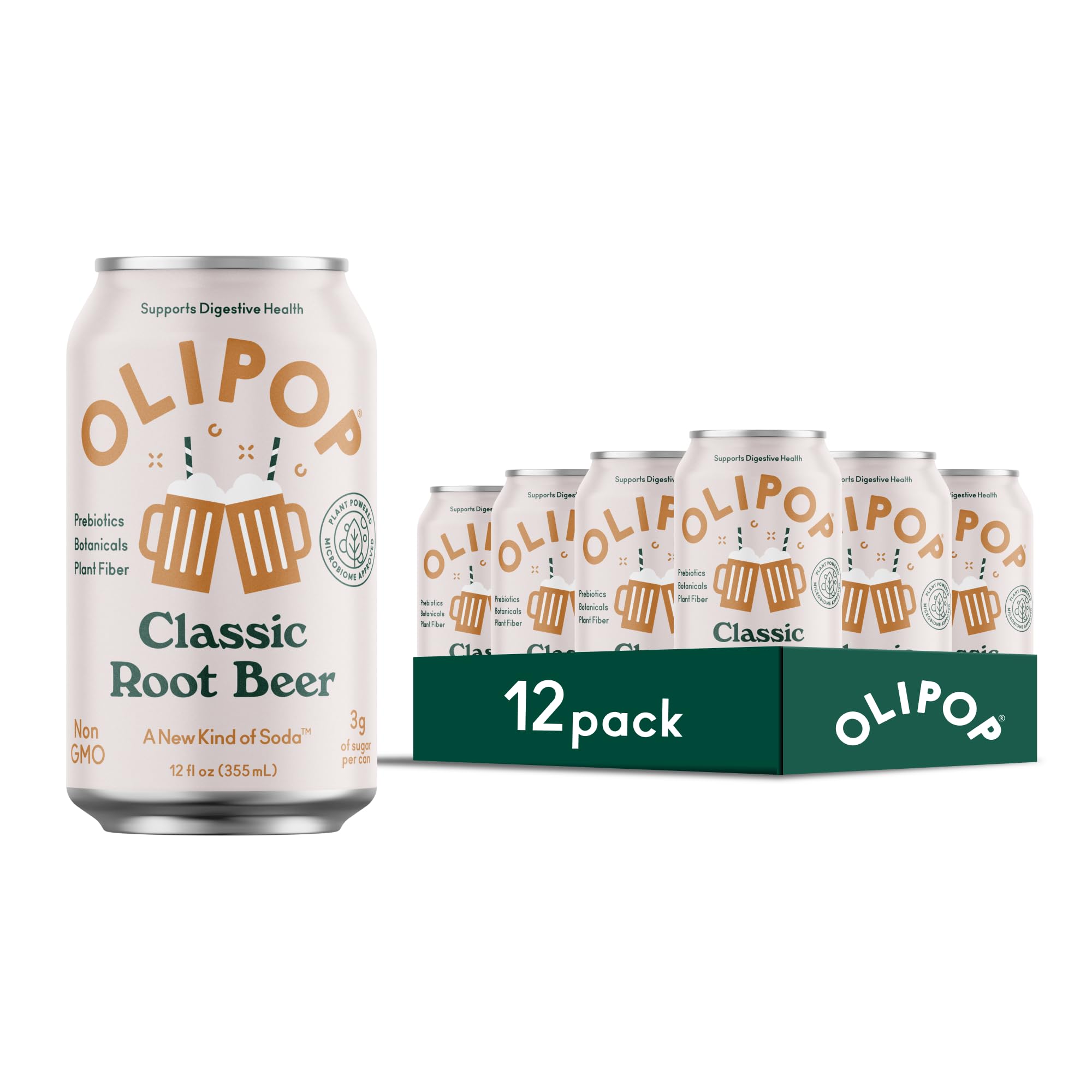 Buy now OLIPOP Prebiotic Soda Pop, SpongeBob Pineapple Paradise, Pantry Pack Packed with Prebiotics, Fiber, and Botanicals, Gluten Free, Vegan, GMO Free, 12oz Skinny Can (12-Cans) Classic Root Beer at indiglob india