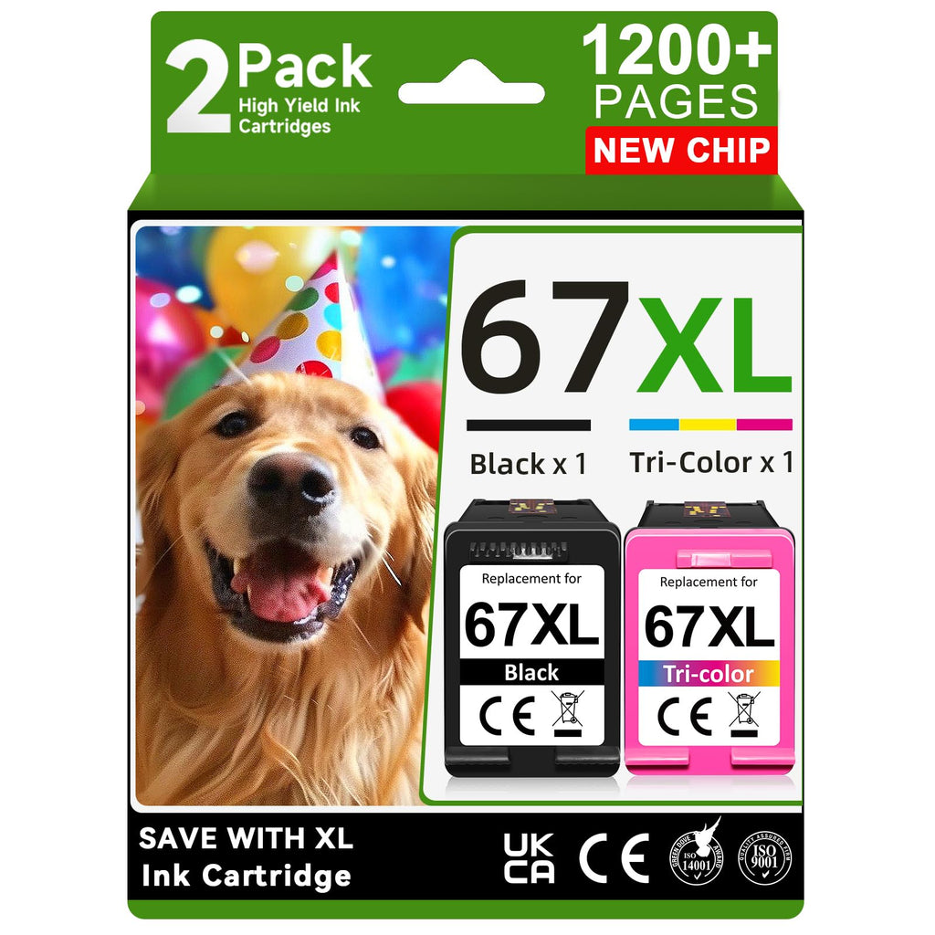 67XL Ink Cartridges Black Color Combo Pack Compatible for HP 67 Ink