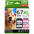 67XL Ink Cartridges Black Color Combo Pack Compatible for HP 67 Ink