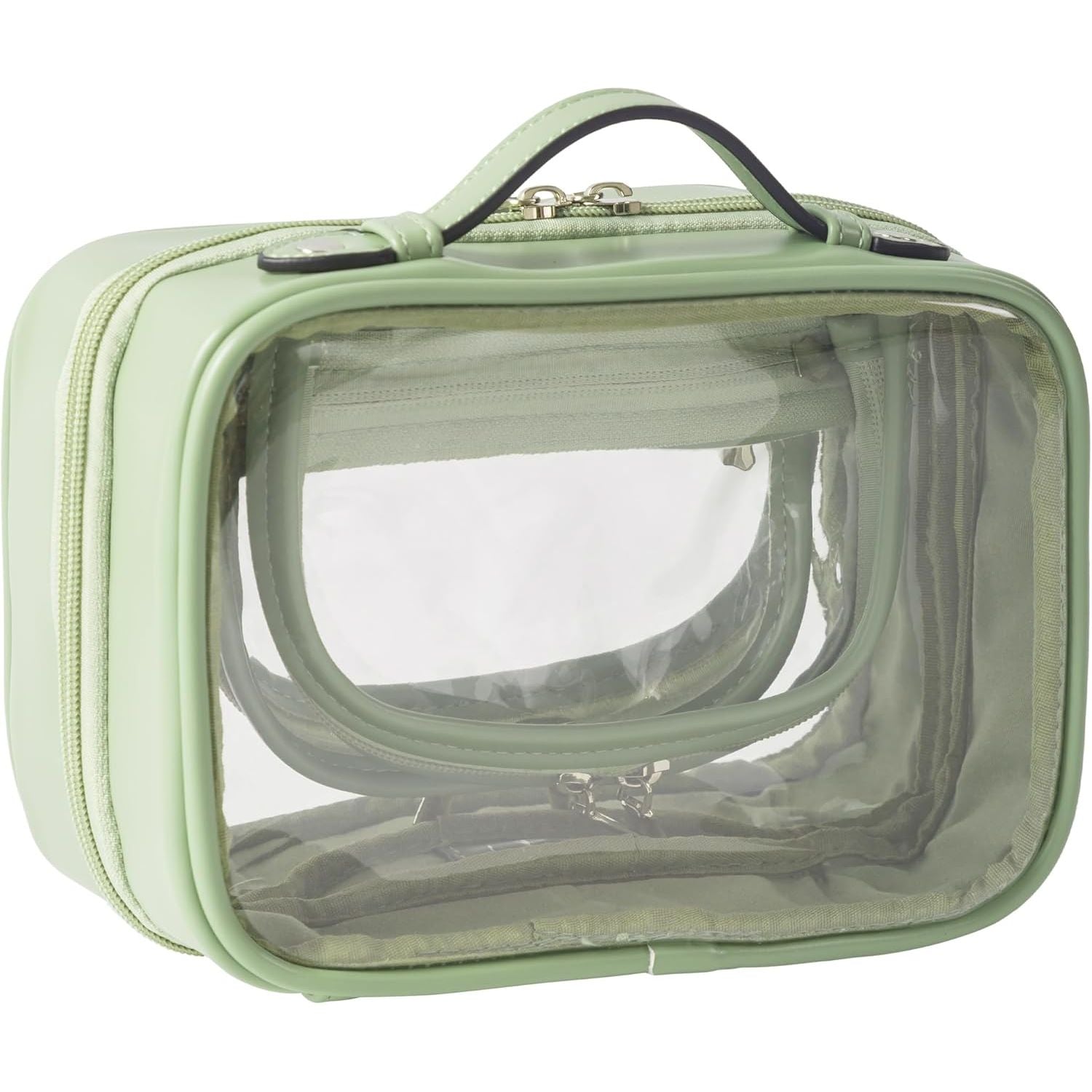 Buy now Veki Transparent Makeup Bag Travel Cosmetic Bags Case Waterproof Toiletries Bag Large Capacity Open Storage Bags Organizer With Zipper, Portable Make Up Organizer for Women and Girls Large Green at indiglob india