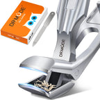 DRMODE Nail Clippers for Thick Nails Angled Head | Toenail Clippers for Thick Toenails Wide Jaw Opening, Sharp Toe Nail Clipper Cutter for Men with Catcher,Large,Heavy Duty