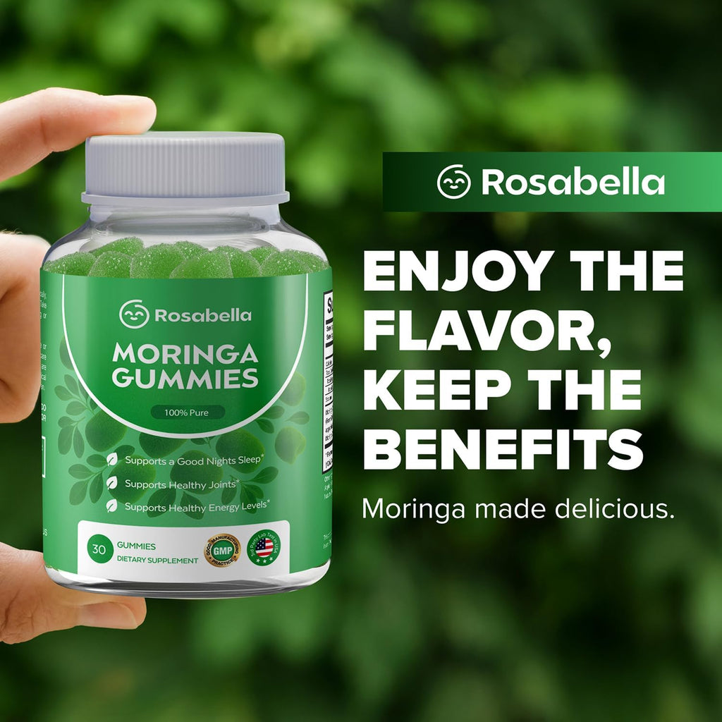 Buy now Rosabella Moringa Gummies â€“ Moringa Leaf Extract 1000mg Equivalent Per Serving â€“ Natural Energy & Balance â€“ Non-GMO, Gluten-Free Superfood Gummies for Women & Men â€“ 30 Count at indiglob india