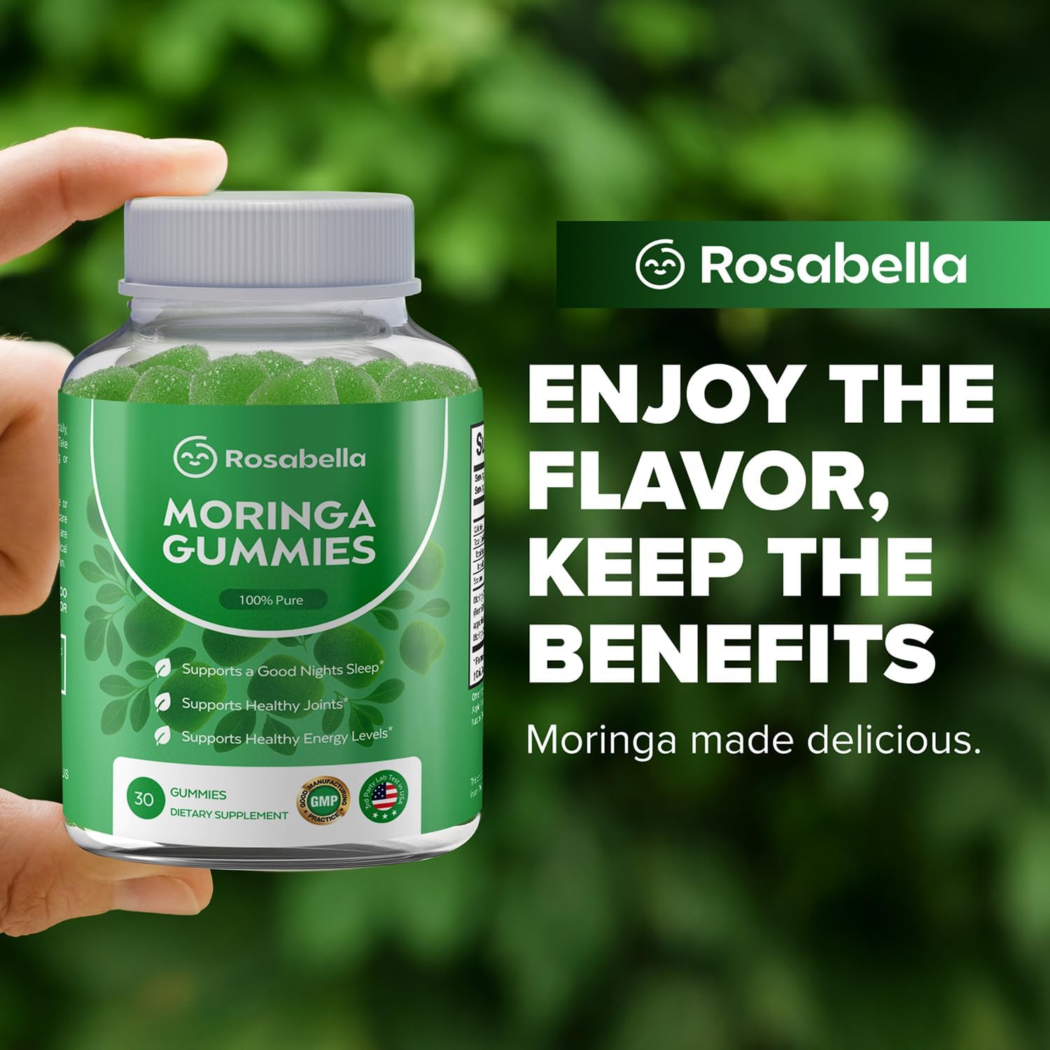 Buy now Rosabella Moringa Gummies â€“ Moringa Leaf Extract 1000mg Equivalent Per Serving â€“ Natural Energy & Balance â€“ Non-GMO, Gluten-Free Superfood Gummies for Women & Men â€“ 30 Count at indiglob india