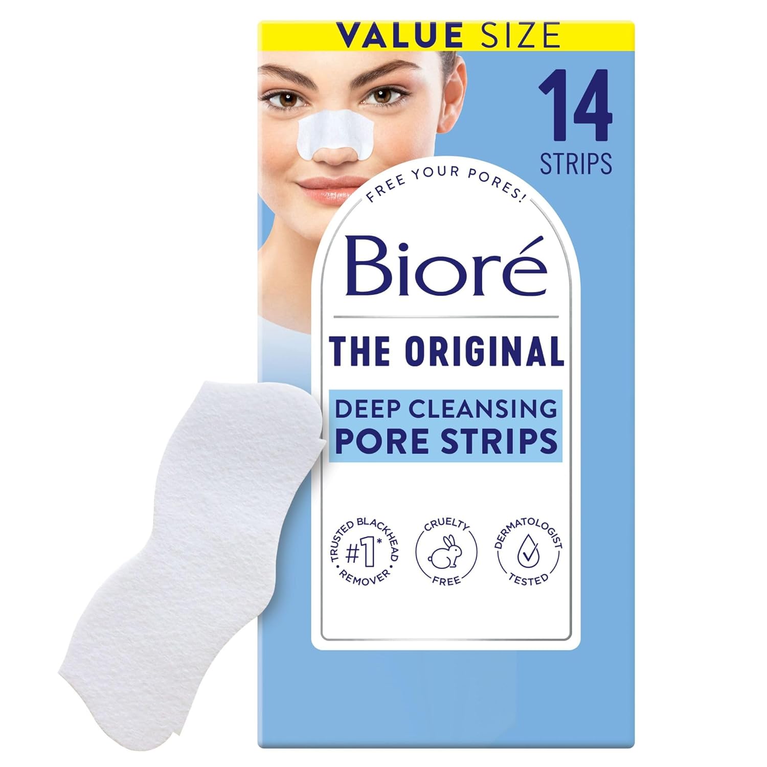 Buy now BiorÃ© Nose+Face Blackhead Remover Strips, Deep Cleansing Strips for Nose, Chin, or Forehead, Instant Blackhead Removal and Pore Unclogging, Oil-free, Non-Comedogenic Use, Value Size 24 Count 14 Count (Pack of 1) Original Deep Cleansing Pore Strips at indiglob india