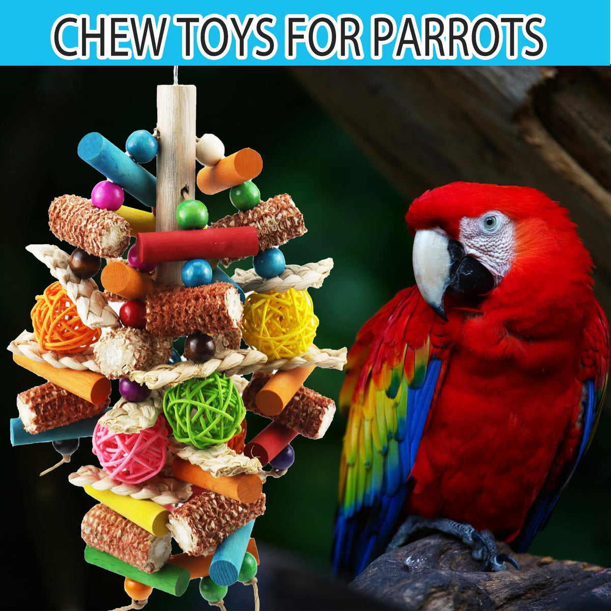Natural Corn cob Parrot Chewing Toy, Hanging as Foraging Toy