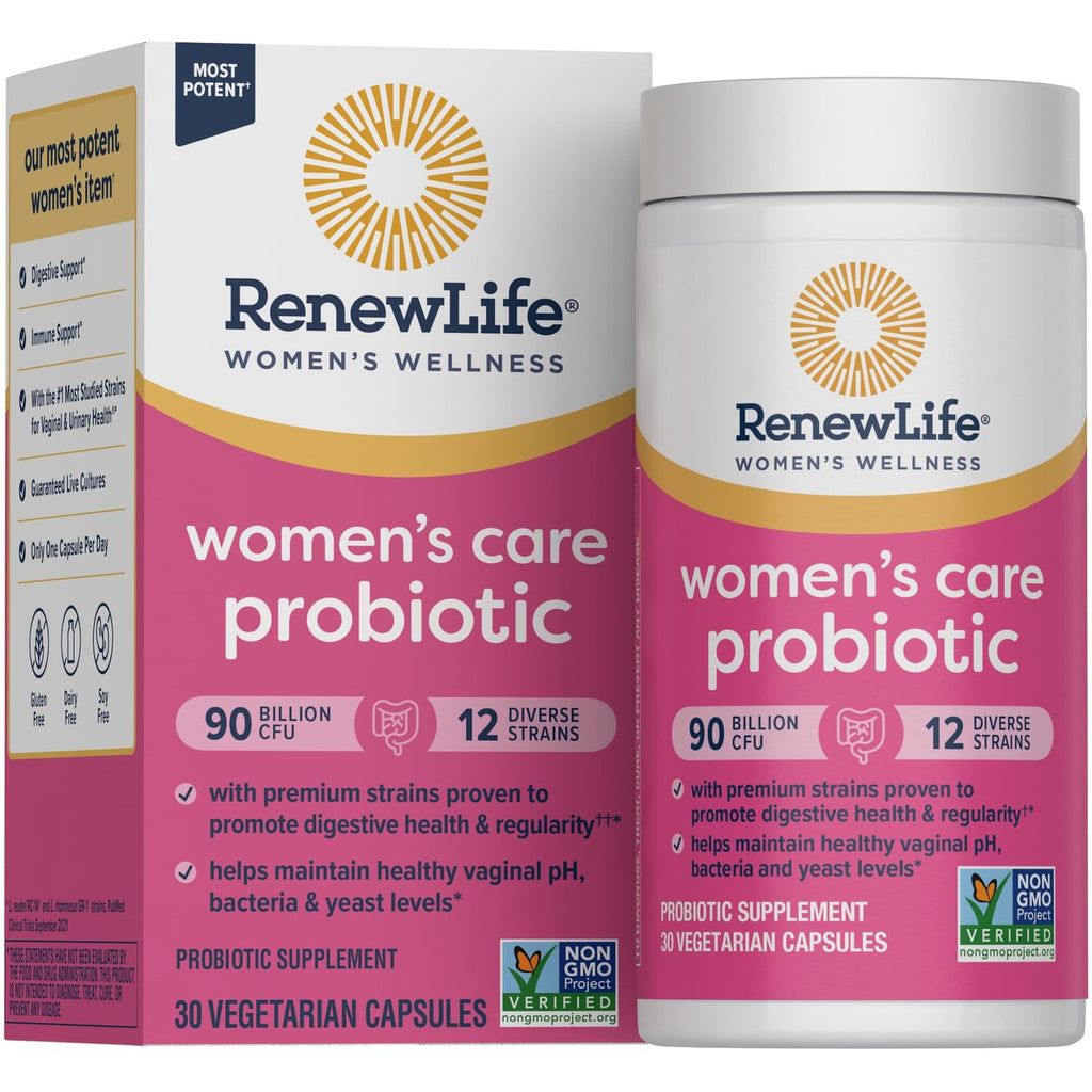 Renew Life Women's Care Probiotic 90 Billion CFU | 60 Vegetarian Capsules | Promote Digestive Health & Regularity | Dairy, Soy and Gluten Free Supplement