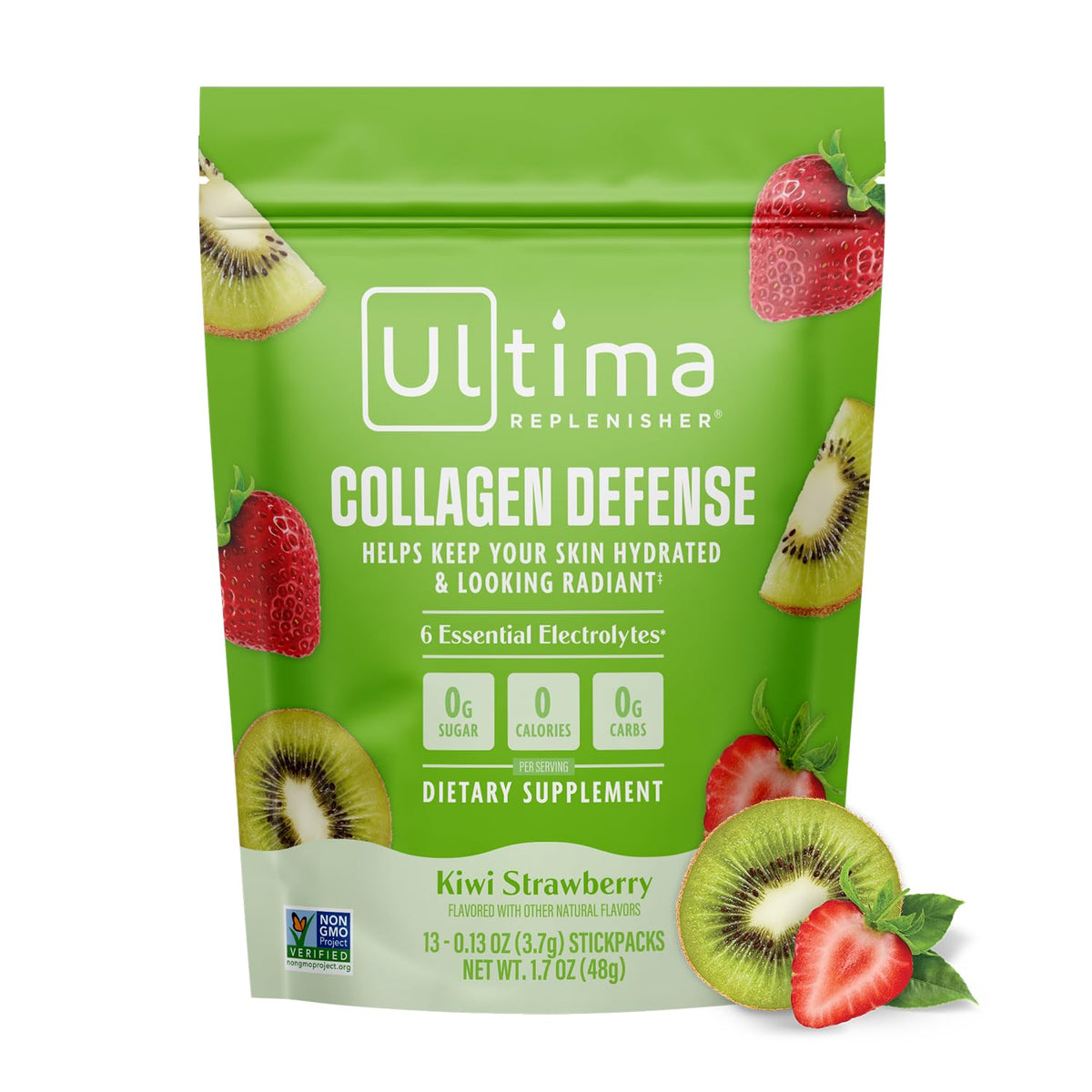 Ultima Replenisher Collagen Defense, Kiwi Strawberry, 13 Stickpacks