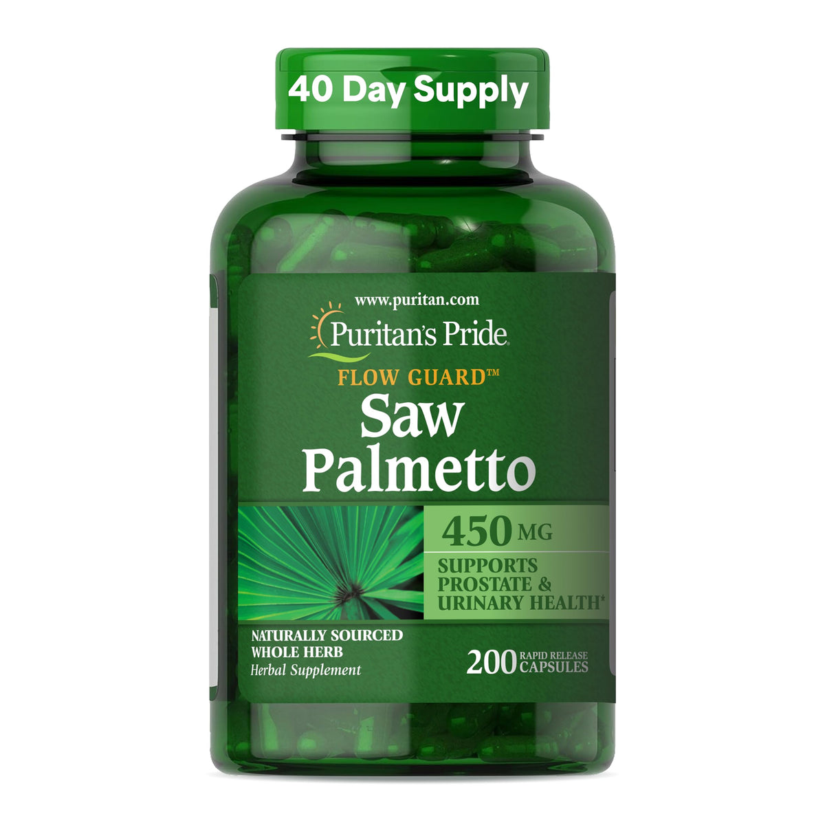 Puritan's Pride Flow Guard™ Saw Palmetto Extract 450mg, 200 Capsules