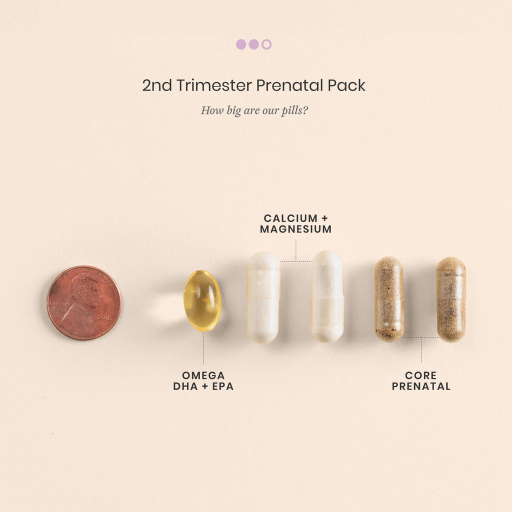 Perelel 2nd Trimester Prenatal Vitamins for Women, Choline, Folate, & Iron | Nutritional Support for Mid Pregnancy, Folate, Omega 3, & Vitamin D, Soy & Gluten Free, Non-GMO, 30 Daily Pill Packs