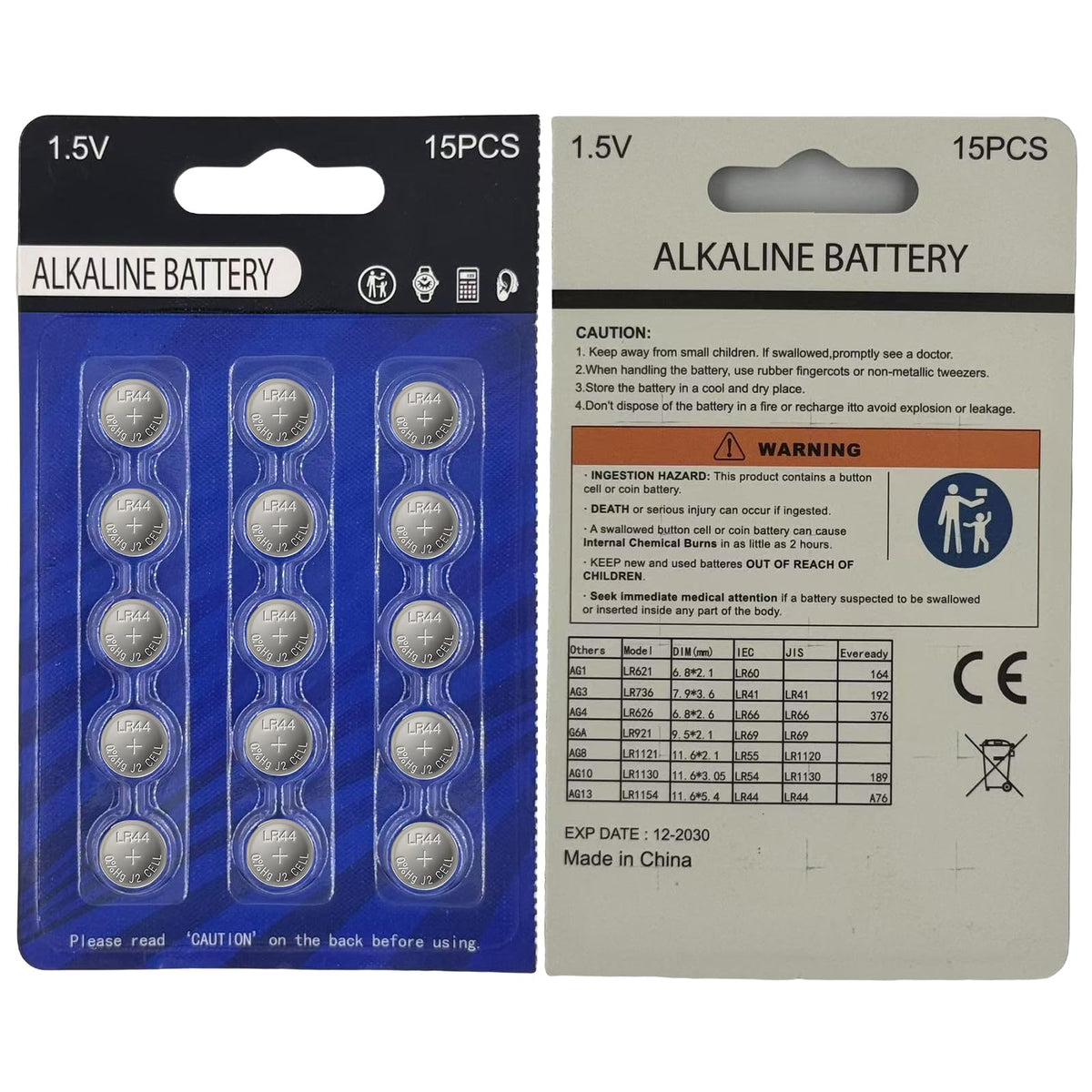 youchen 15 Pack LR44 Alkaline Button Cell Battery,AG13 1.5V Coin Batteries
