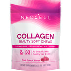 NeoCell Collagen Peptides Soft Chews | 60 Chewables | Beauty Bursts Supplement | with Hyaluronic Acid | Hair, Skin, & Nails | Fruit Punch Flavor