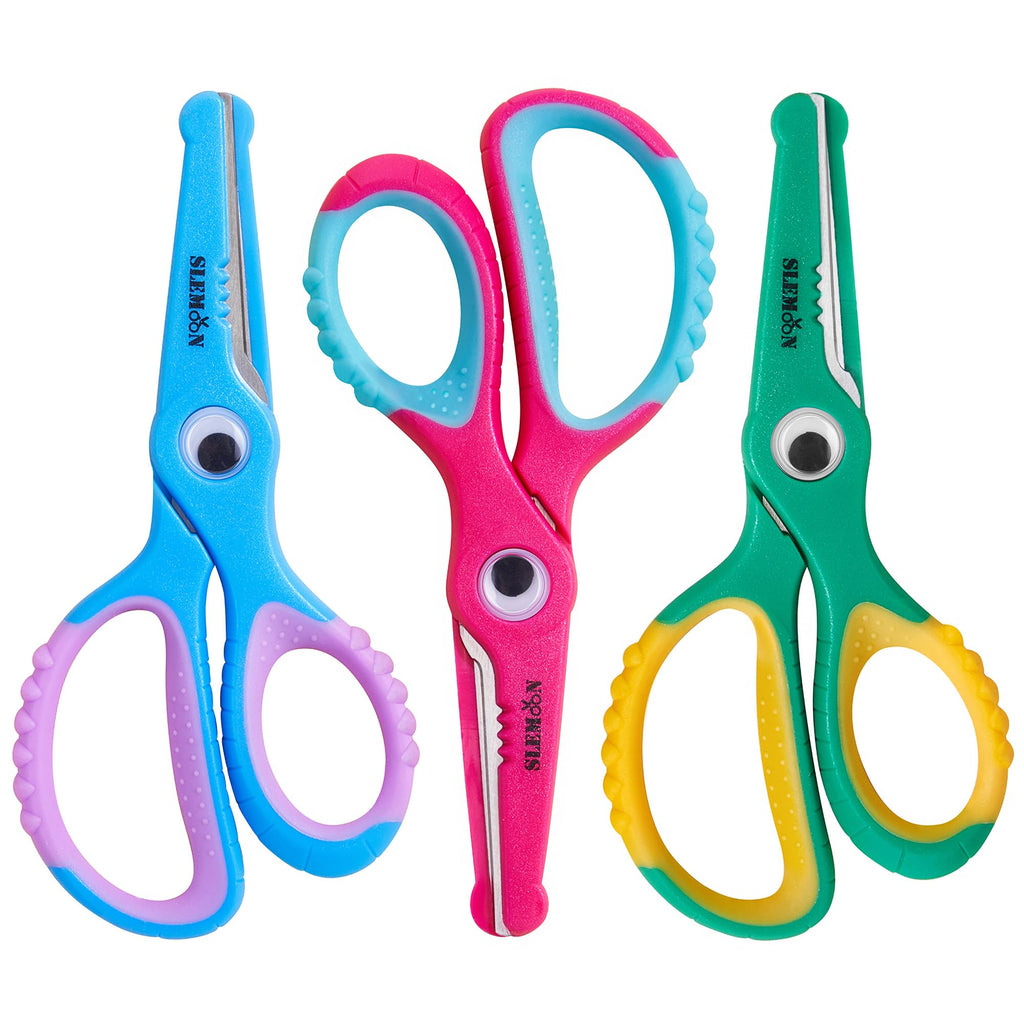 Kids Scissors 5.5 Inch,Blunt Tip Toddler Safety Scissors,3 Pack