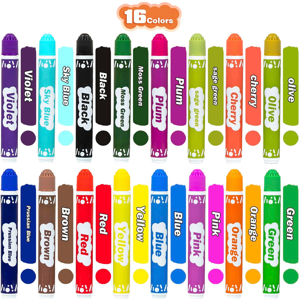 DOSEWART 16 Color Bingo Daubers Washable Bingo Markers Dot Paint Marker Set