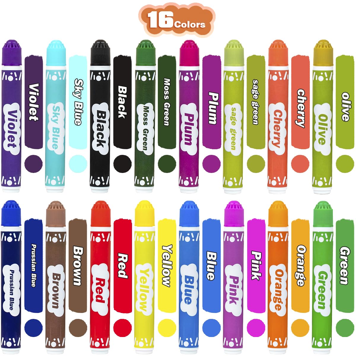 DOSEWART 16 Color Bingo Daubers Washable Bingo Markers Dot Paint Marker Set