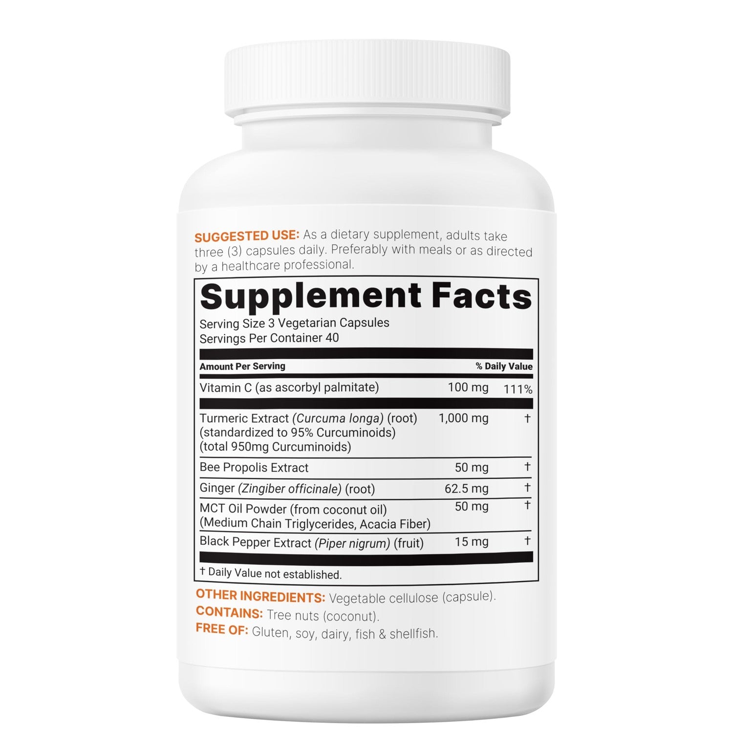 Micro Ingredients Turmeric Curcumin 1,000mg Per Serving, 120 Capsules | Turmeric Curcumin Supplement with 95% Curcuminoids, Black Pepper & Ginger. Filler Free, Non-GMO, Vegetarian, Gluten Free.