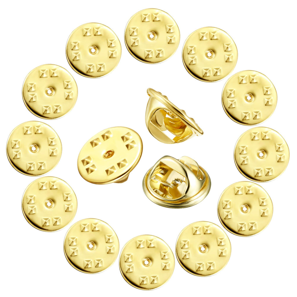 Mudder 50 Pieces Brass Pin Backs Replacement Gold Butterfly Clutch Badge