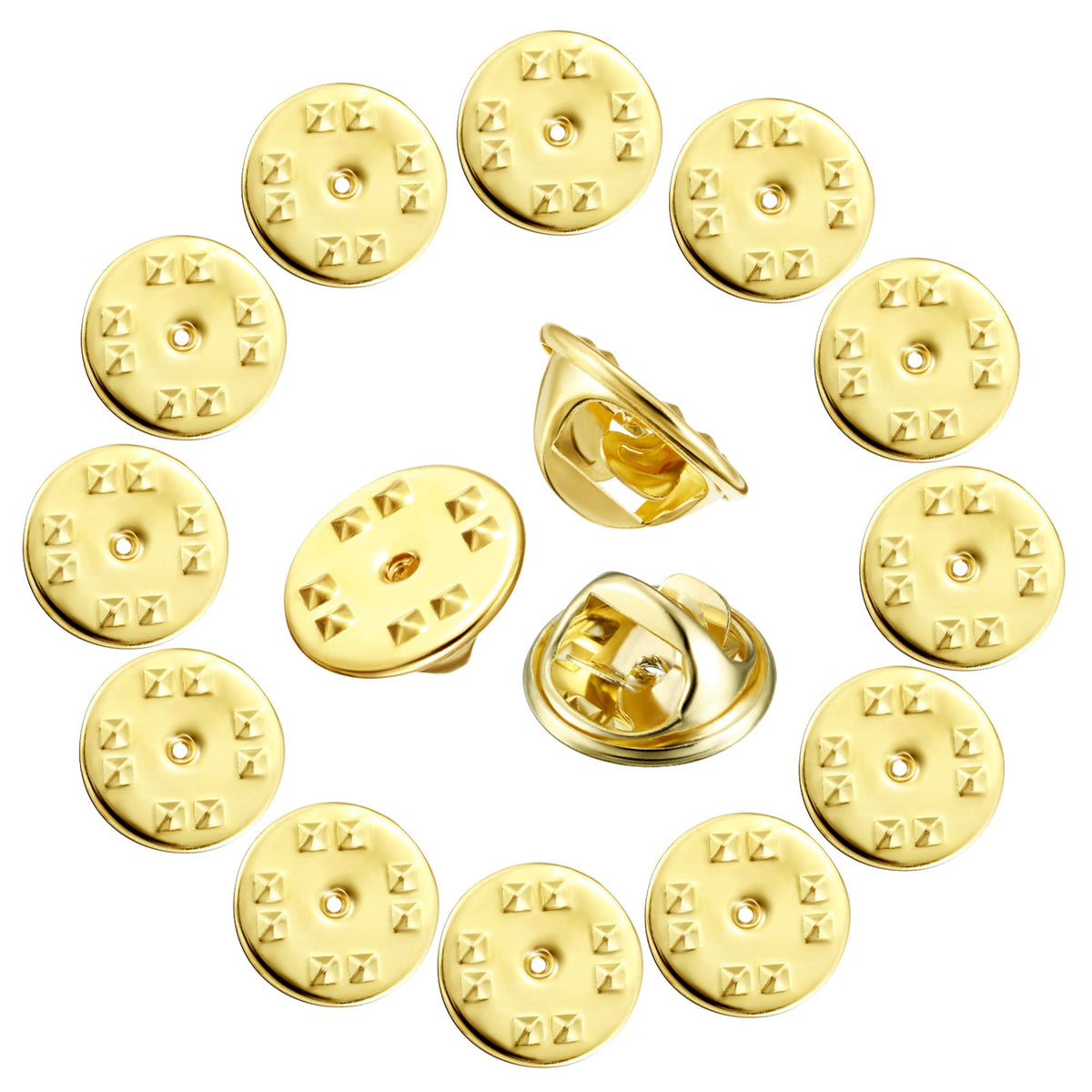 Mudder 50 Pieces Brass Pin Backs Replacement Gold Butterfly Clutch Badge