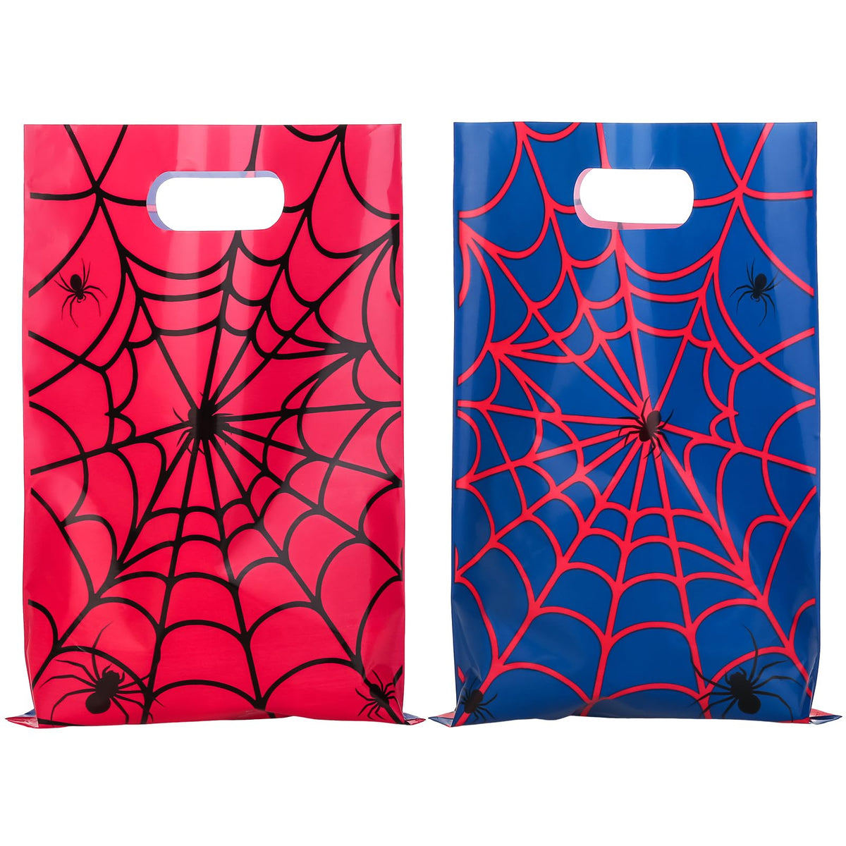 PintreeLand 40 PCS Spider Web Party Favor Bags, Red and Blue Goodie Candy Bags for Birthday