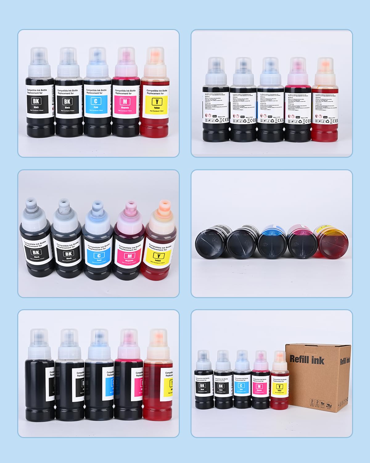 Compatible Ink Bottle Replacement for Epson 522 Ink Refill Bottles