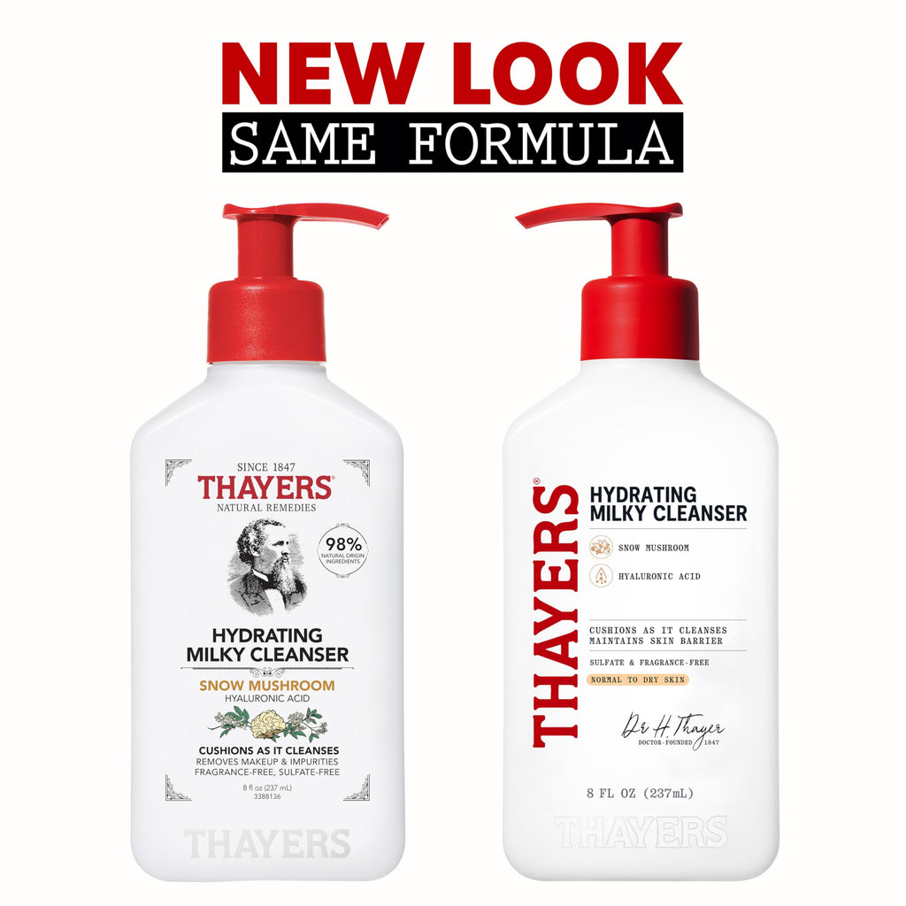 Thayers Milky Hydrating Face Cleanser with Snow Mushroom and Hyaluronic Acid, Dermatologist Recommended Gentle Facial Wash and Hydrating Skincare for Dry and Sensitive Skin, Paraben Free, 8 Fl Oz