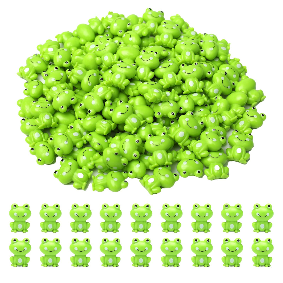 100 Pack Mini Green Plastic Frogs, Small Frog Figurine Tiny Frogs to Hide Fairy Garden Miniature Dollhouse Home Decor Frog Decorations for Party