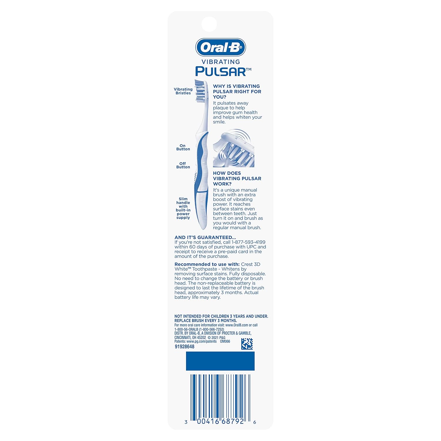 Buy now Oral-B 3D White Pulsar, Battery electric toothbrushes, 2 count SOFT toothbrush pack, removes stains, whitens teeth, travel essentials tooth brush at indiglob india