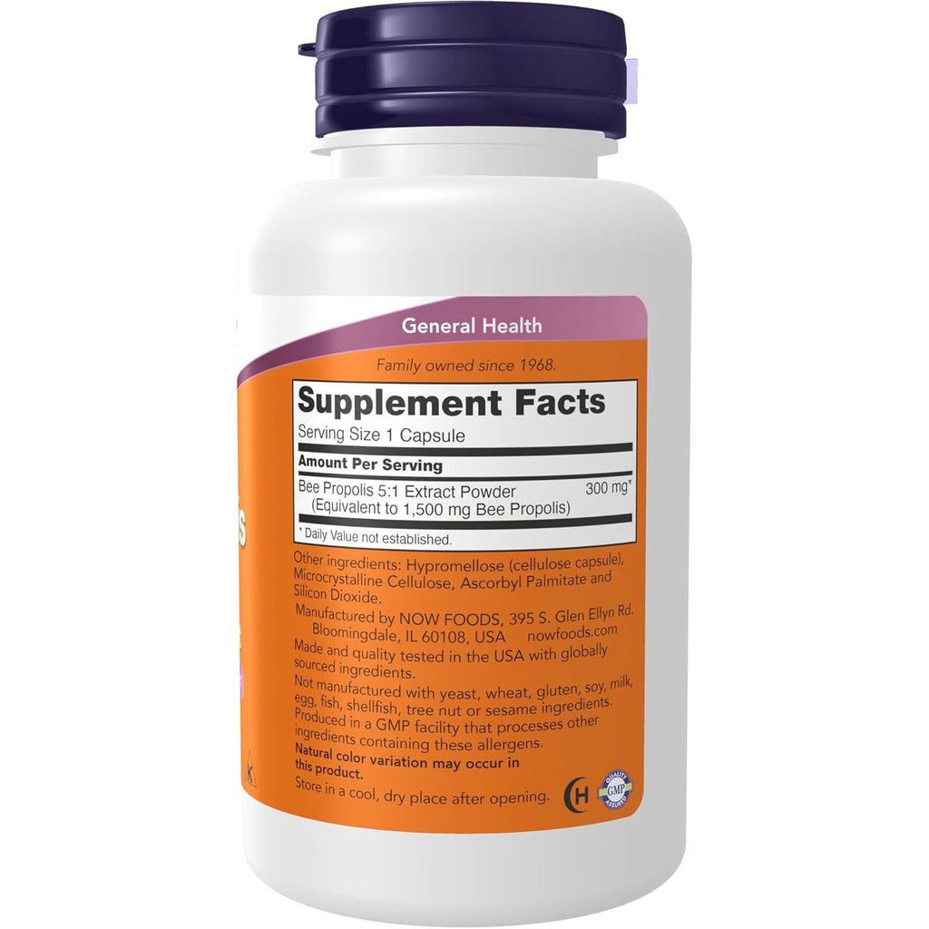 Buy now NOW Foods Supplements, Propolis 1,500 mg with 5:1 Concentrate, Natural Bee Product, 100 Veg Capsules at indiglob india