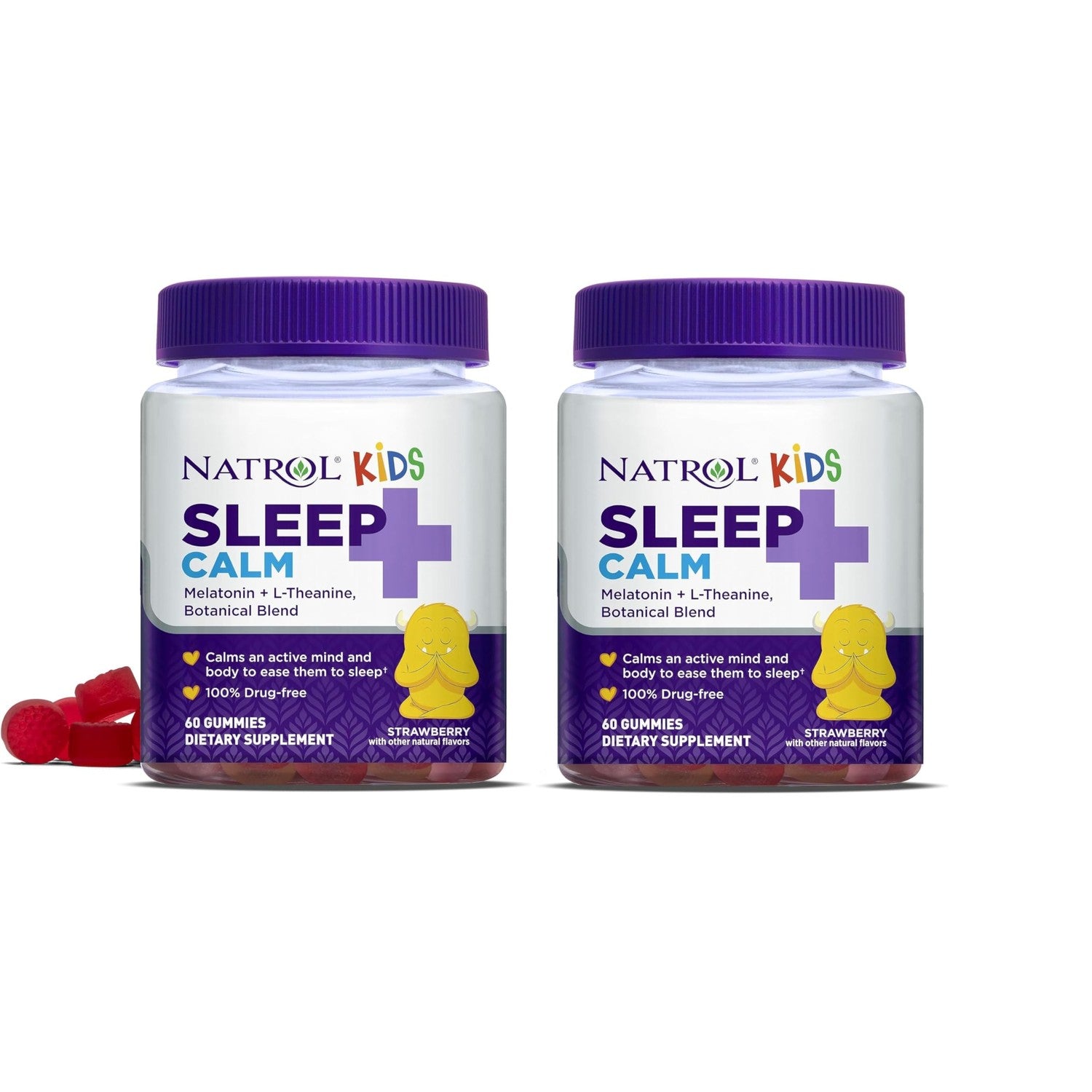 Natrol Kids Melatonin 1 mg Sleep Gummies, Sleep+ Calm, Strawberry, 60 Count