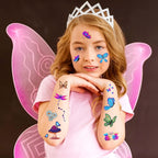 Konsait Glitter Temporary Tattoos for Kids, 24 Sheets Butterfly Mermaid Fairy Flowers Tattoo Stickers, Waterproof Fake Tattoos for Birthday Favors, Goodie Bags Stuffers & Party Accesorries