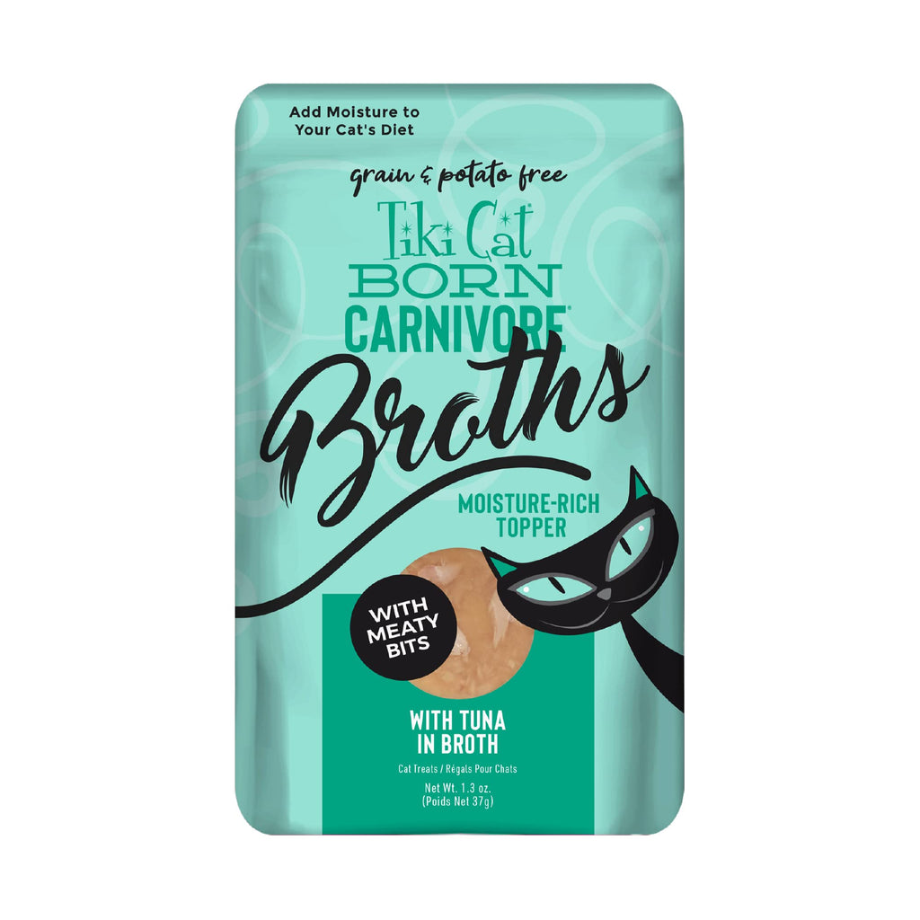 Tiki Cat Born Carnivore Broths, Tuna Cat Food Topper, 1.3 oz. Pouch 12 Pack