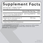 Sports Research® Vegan Vitamin D3 + K2 w/Coconut Oil, 60 Count Plantgels™ | Plant-Based Vitamin D 2500iu/62.5mcg & Soy-Free Vitamin K 100mcg for Bone & Immune Support - Vegan Certified · Non-GMO