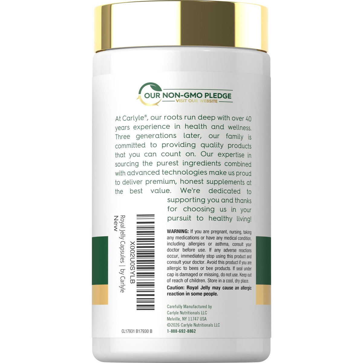 Carlyle Royal Jelly Supplement | 120 Capsules | Traditional Herbal Formula