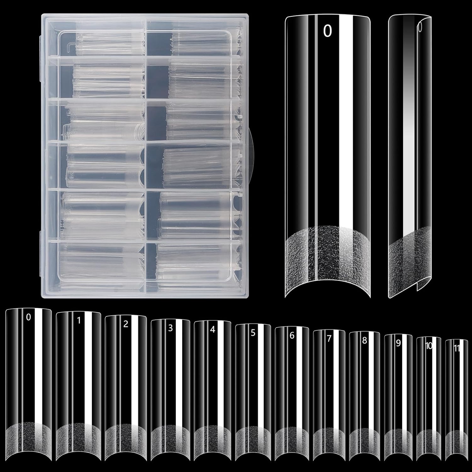 Buy now LIONVISON 504PCS No C Curve Clear Nail Tips for Acrylic Nails Professional, 3XL Extra Long Flat Tapered Square Nail Tips, 12 Sizes Half Cover Straight French Fake Nail Tips for Nail Salons Home 240pcs xl extra long nail tips at indiglob india