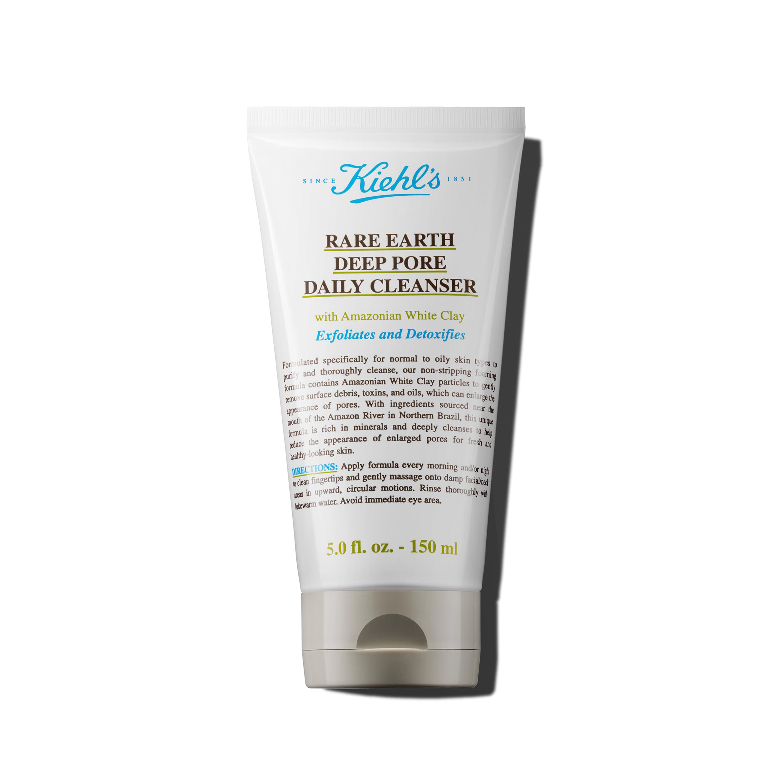 Buy now Kiehl's Rare Earth Deep Pore Daily Cleanser, Gentle Exfoliating Face Wash for Oily Skin, Detoxifies & Exfoliates Skin, Minimizes Pores, with Amazonian White Clay, Fragrance-free - 5 fl oz at indiglob india
