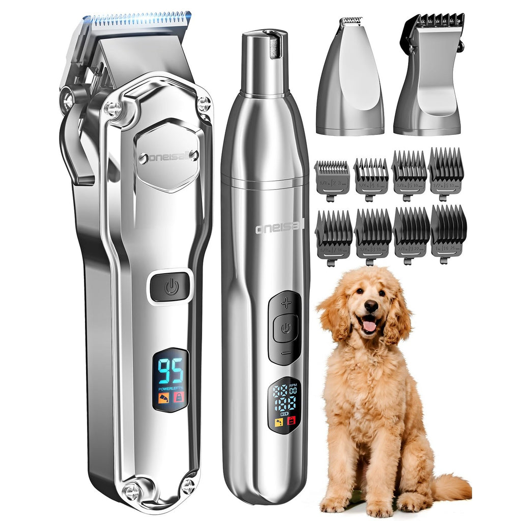 oneisall Dog Clippers for Grooming Thick/Matted Hair, 4-in-1 Grooming Kit