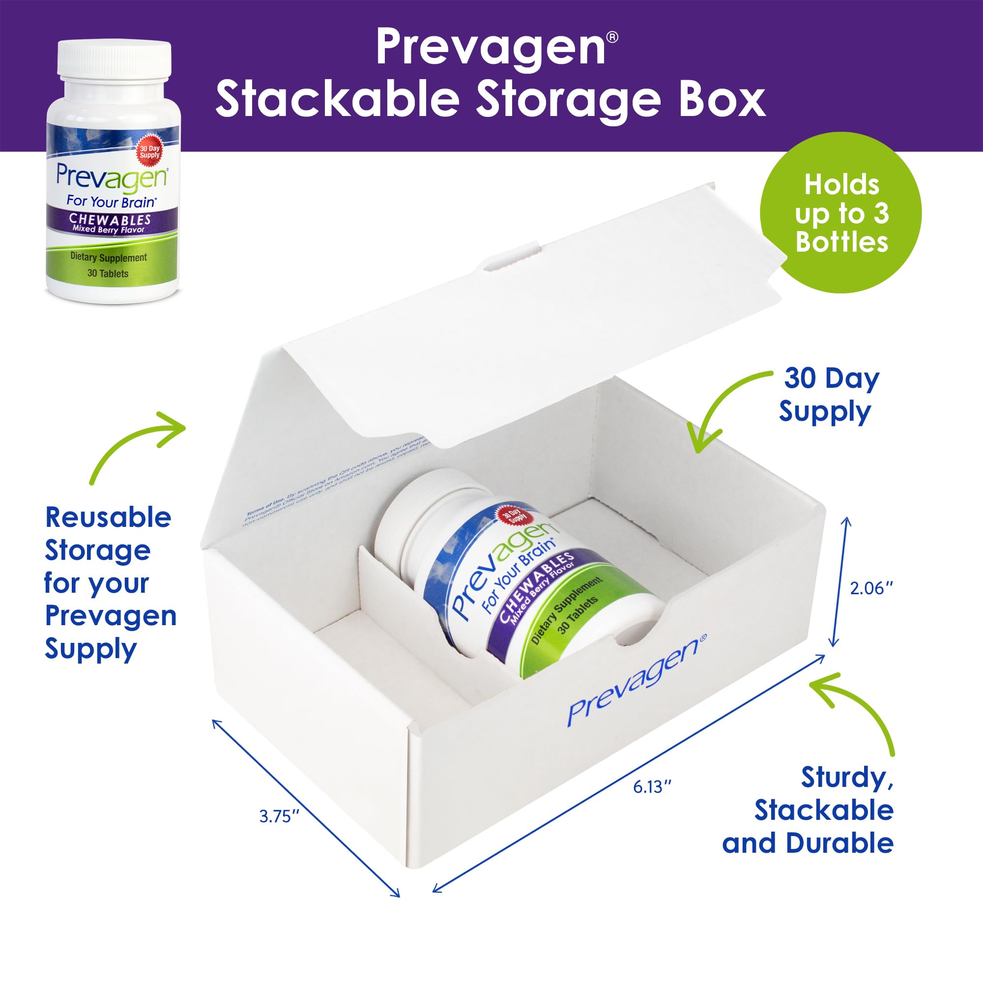 Prevagen Regular Strength Mixed Berry Chewables with Storage Box, 1-Pack | For Your Brain, 1 Month Supply, 10mg Apoaequorin, 50mcg Vitamin D3, 30 Tablets per Bottle