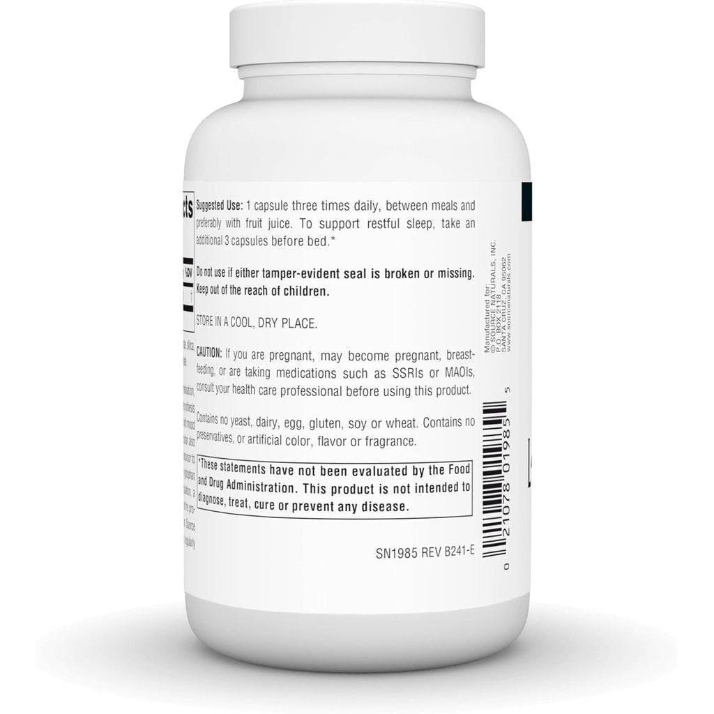 Buy now Source Naturals L-Tryptophan, for Mood, Relaxation, and Sleep*, 500mg - 120 Capsules at indiglob india