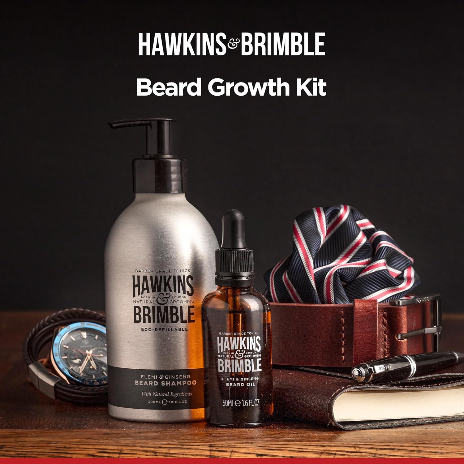 Buy now Hawkins & Brimble Beard Oil For Men Growth - Sandalwood Scent with Argan & Castor Oils, Shea Butter | Softens & Moisturizes, Promotes Healthy Beard Growth, 50ml at indiglob india