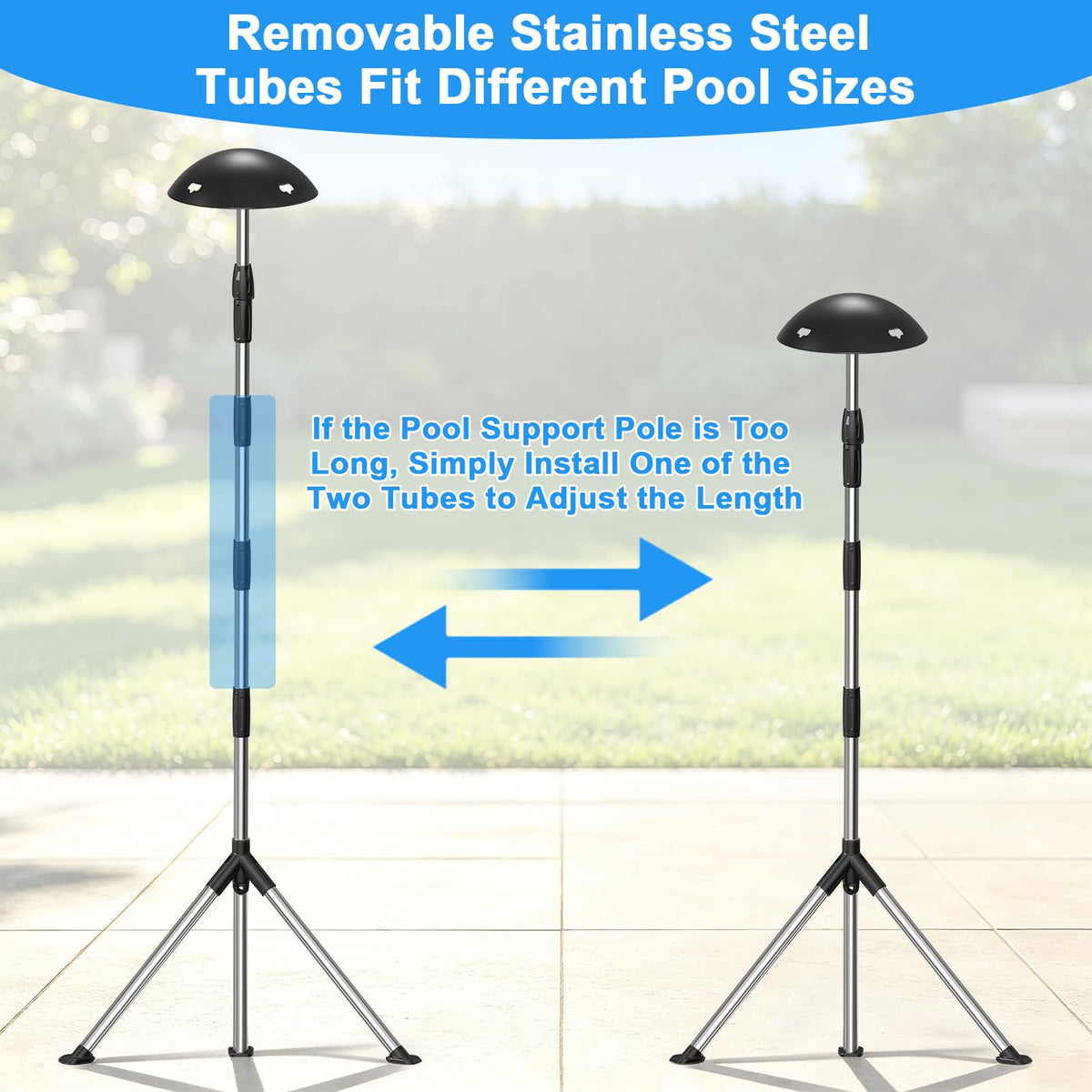 Metal Pool Cover Support Pole: Never Inflate - No Air Leaks All Winter