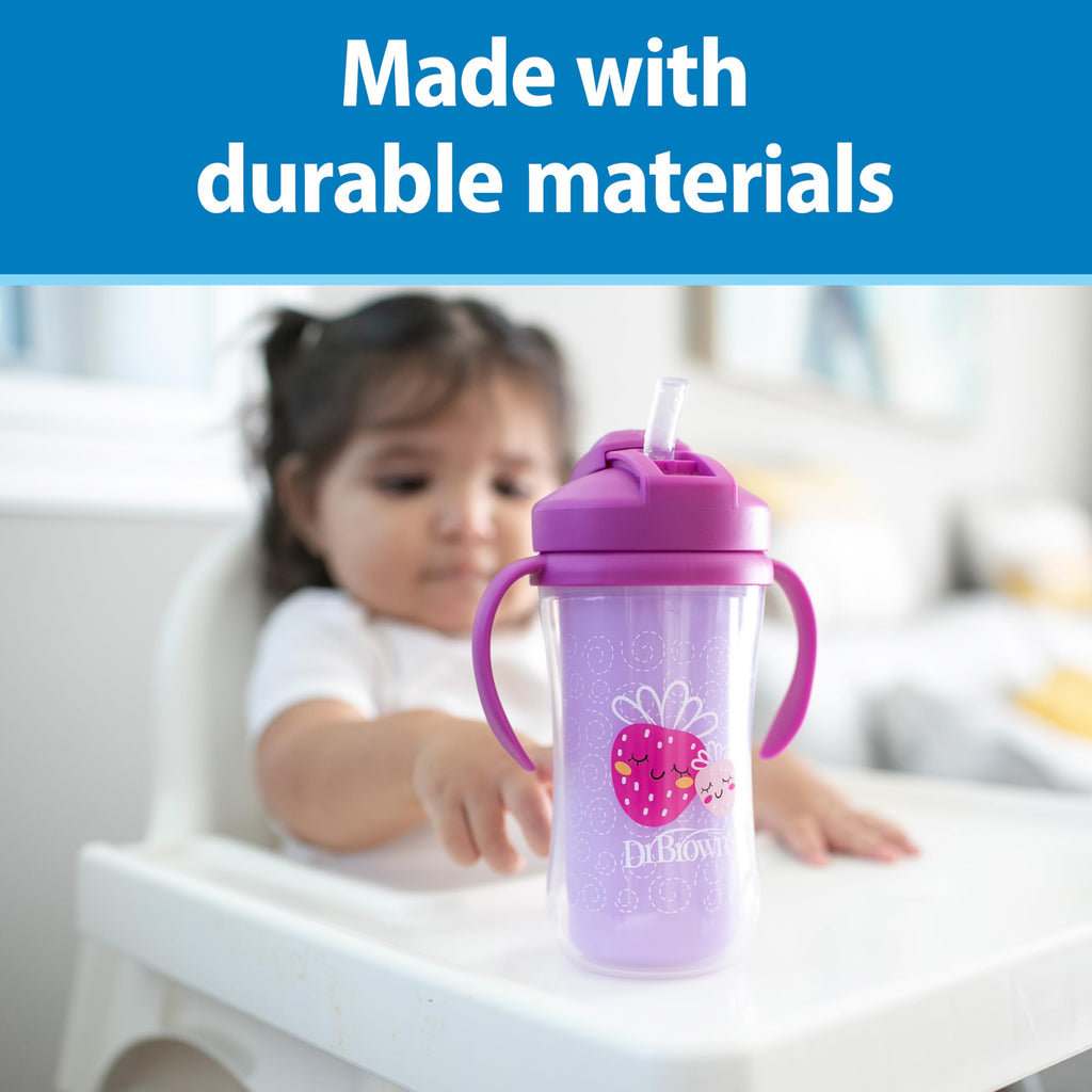 Dr. Brown's Milestones Insulated Sippy Cup, Green & Pink, 2-Pack