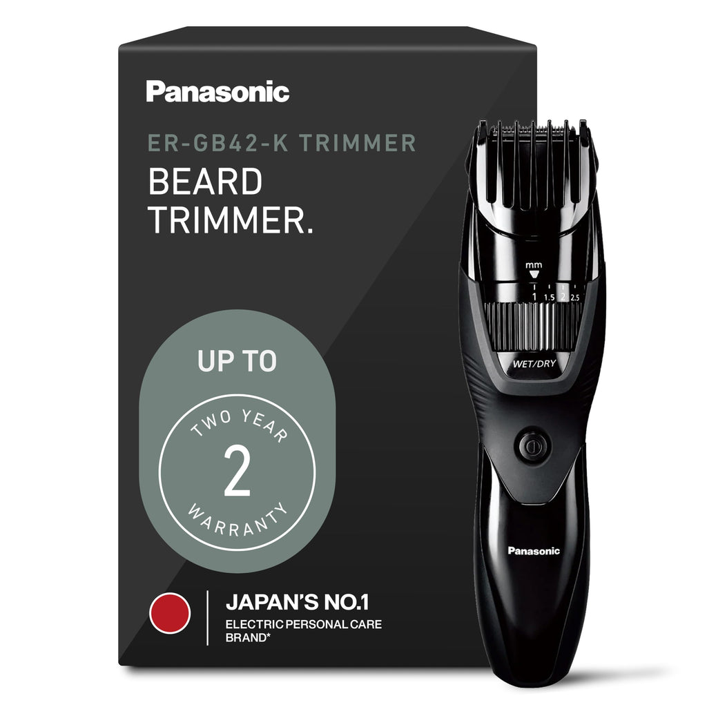 Panasonic Cordless Beard Trimmer for Men with Precision Dial, 19 Adjustable Length Settings, Rechargeable Battery, Washable, Birthday Gifts for Men, ER-GB42-K (Black)