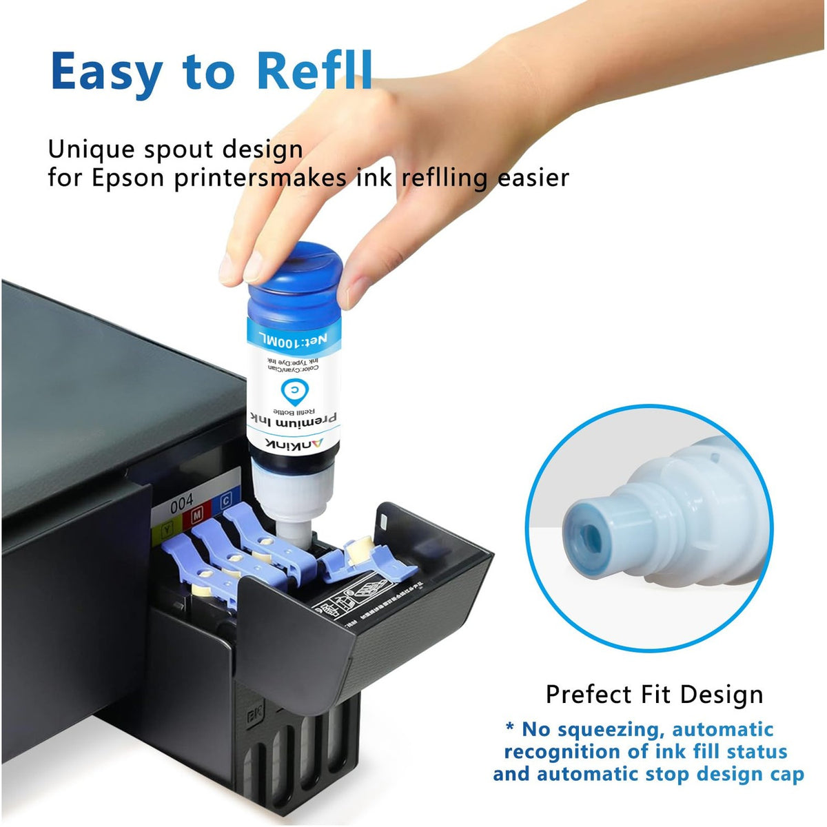 522 High Capacity Ink Replacement for Epson 522 Ink Refill Bottles ET-2800