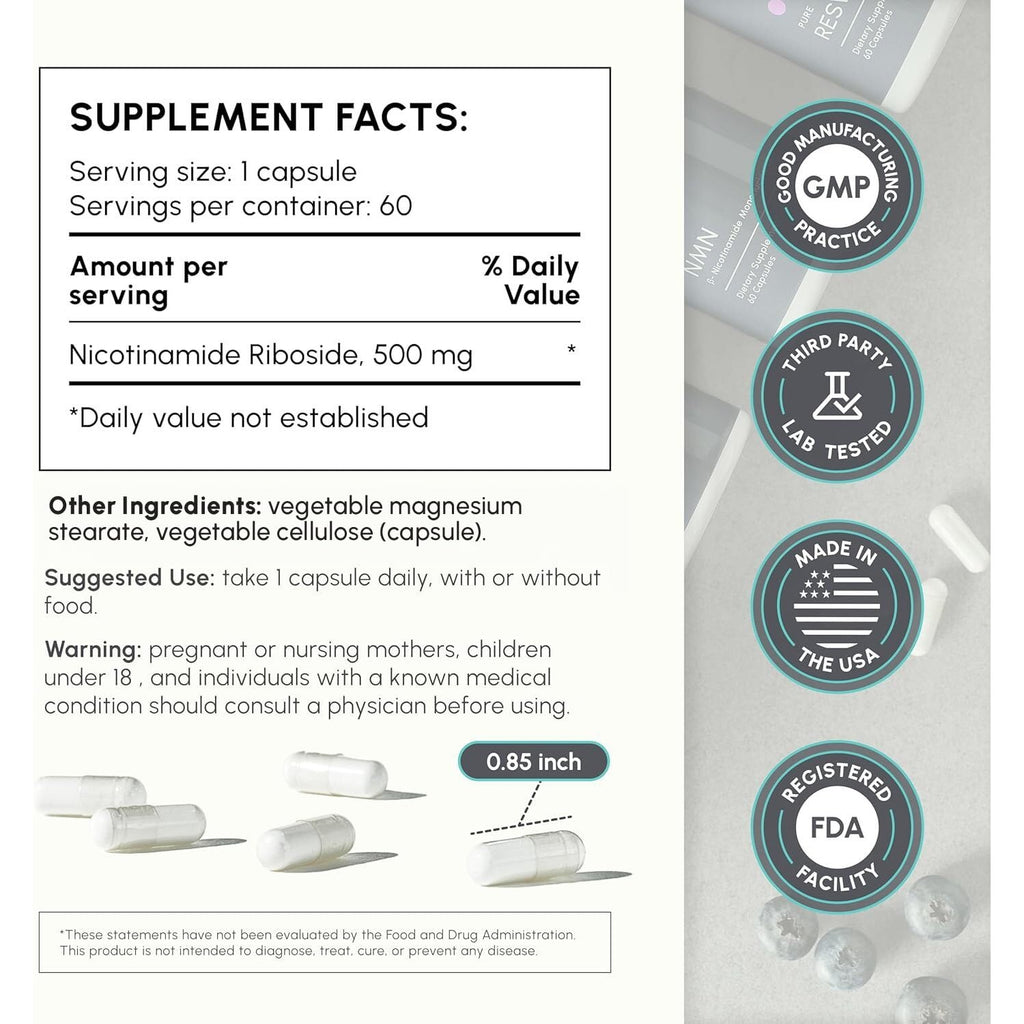 partiQlar NR Supplement Nicotinamide Riboside NAD+ Booster - 60 Capsules