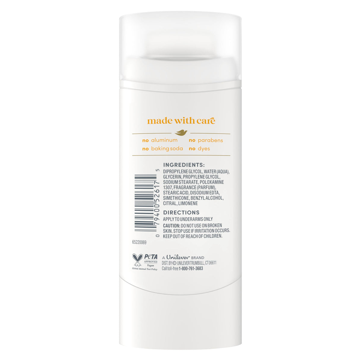 Dove Deodorant Stick Citrus Pop Aluminum Free 2.4 oz