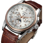 Buy now FORSINING Men's Automatic Self Winding Moon Phase Watch with Brown Leather Strap Analogue Display FSG319M3T4 at indiglob india