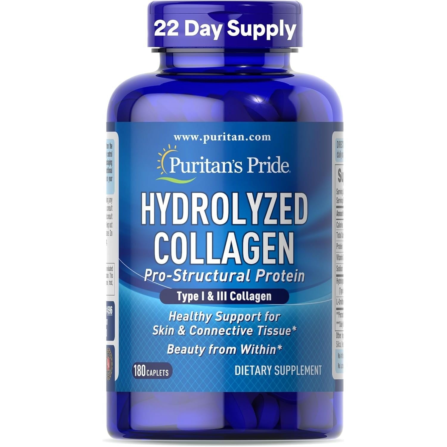 Buy now Puritan's Pride Hydrolyzed Collagen 1000 mg - 180 caplets Protein Supplement 180 Count (Pack of 1) at indiglob india