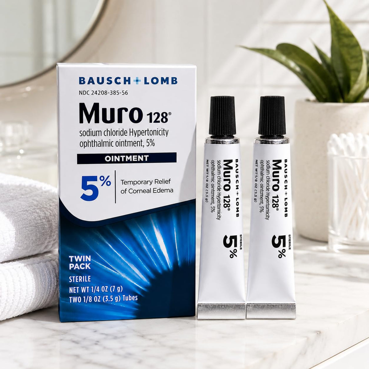 Bausch + Lomb Muro 128 5% Sodium Chloride Eye Ointment Twin Pack 2x3.5g