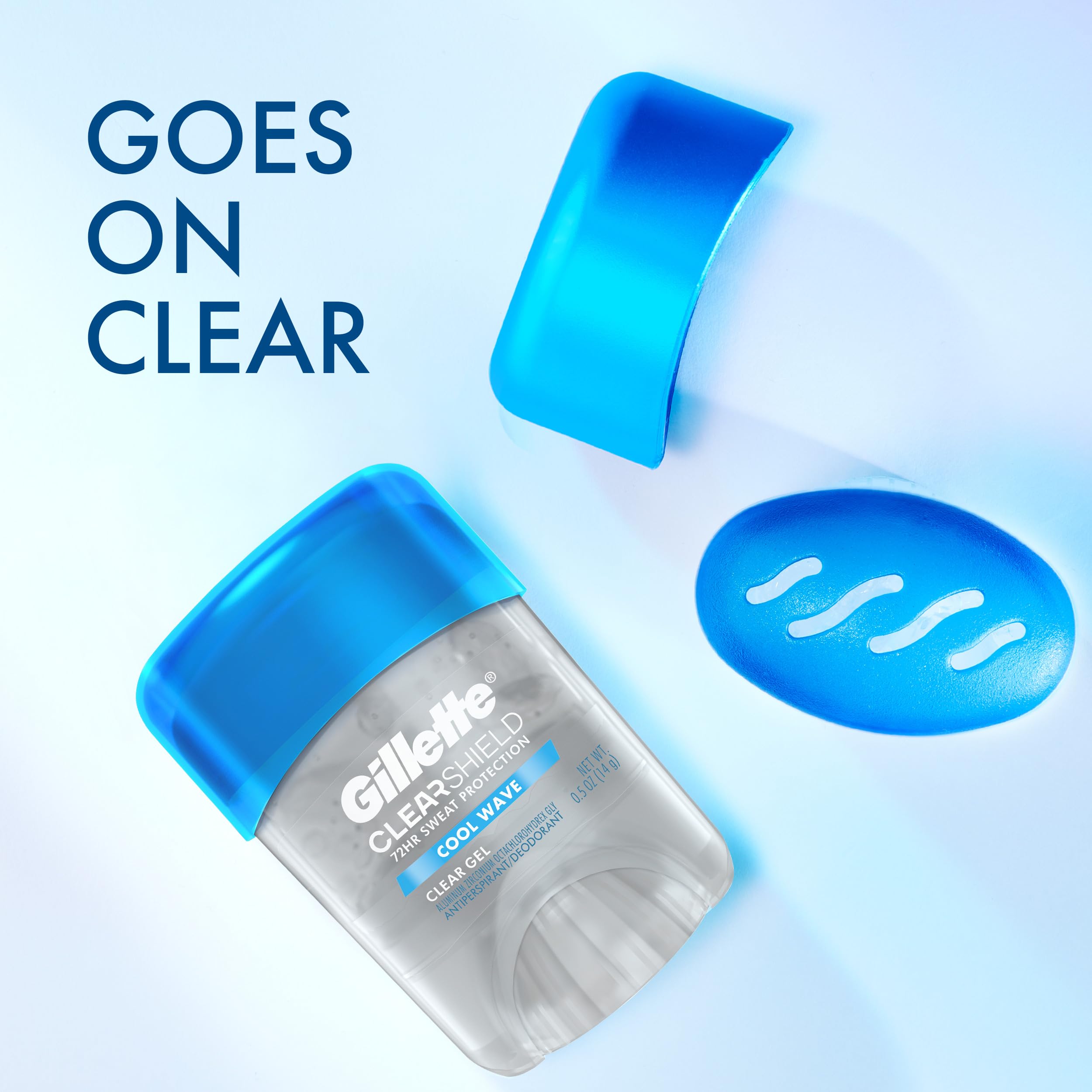 Buy now Gillette Antiperspirant and Deodorant for Men, 72hr Sweat & Odor Protection, Long Lasting Freshness, Anti-White Mark Technology, Clear Gel, Cool Wave Scent, 0.5 oz at indiglob india