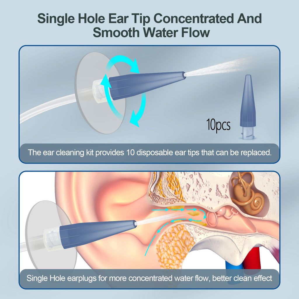 Ear Wax Removal Kit, Ear Cleaning Kits Manual Safe Ear Irrigation Flushing System, Effective Ear Cleaner Earwax Removal Kit, Ear Wax Removal Tool with Ear Basin and 10 Ear Tips